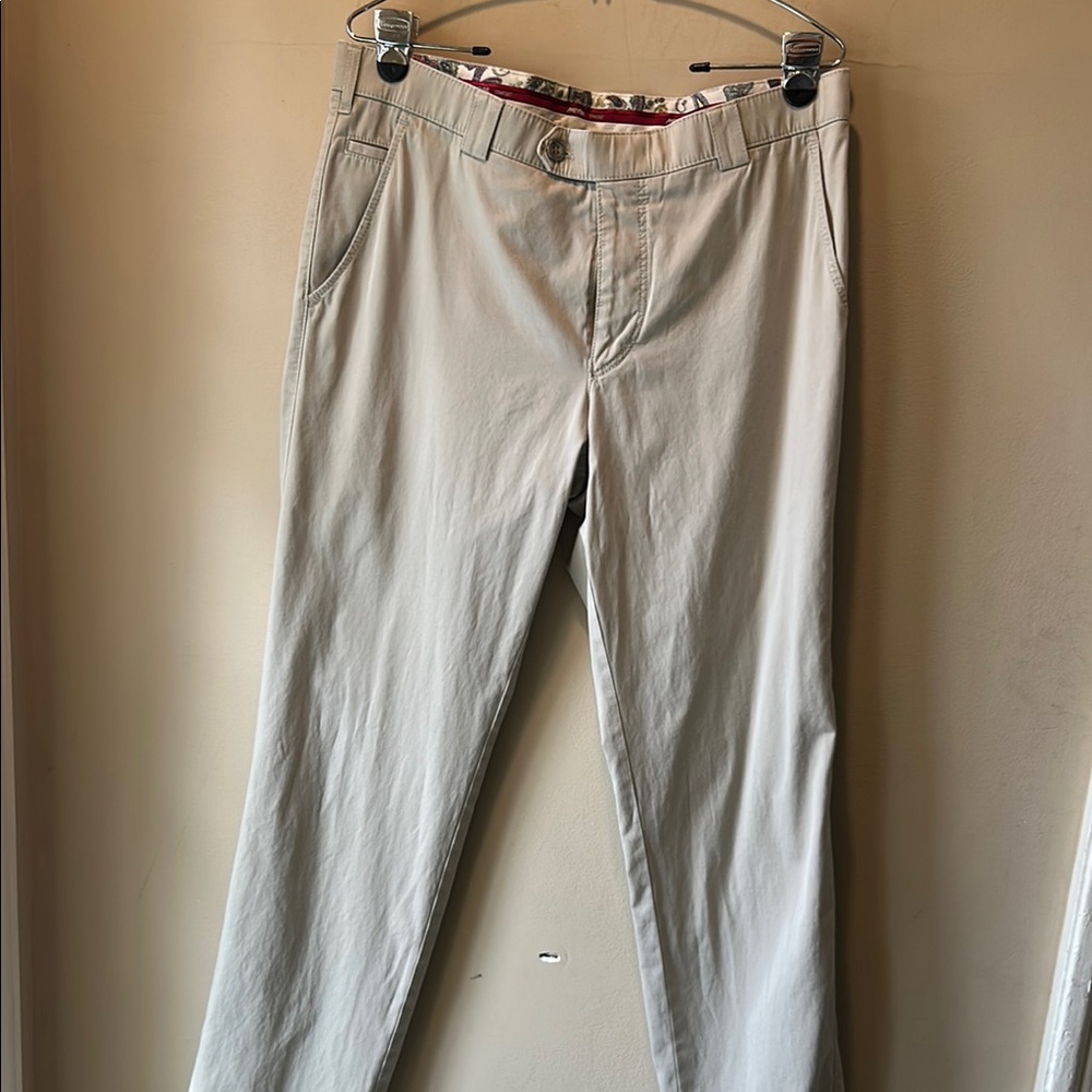 Tan Cotton-Blend Straight-Leg Khakis